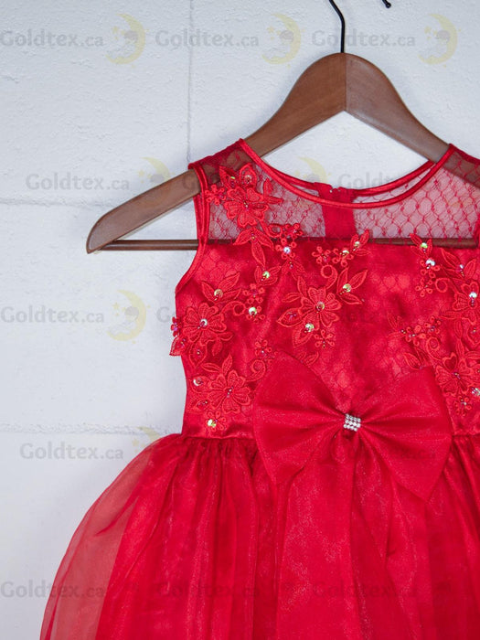 Formal Kids Wear - Elegant Flower Girl Dress with Bow - Children White Dress - (Ages 2-12)