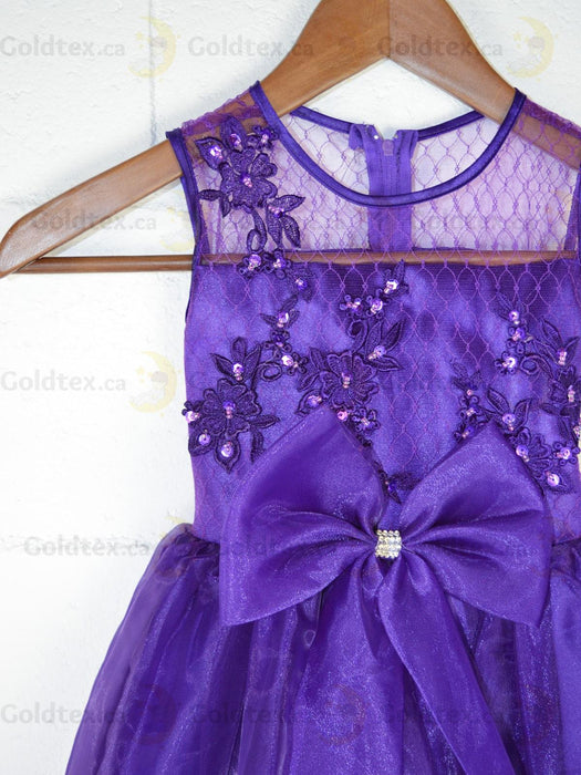 Formal Kids Wear - Elegant Flower Girl Dress with Bow - Children White Dress - (Ages 2-12)