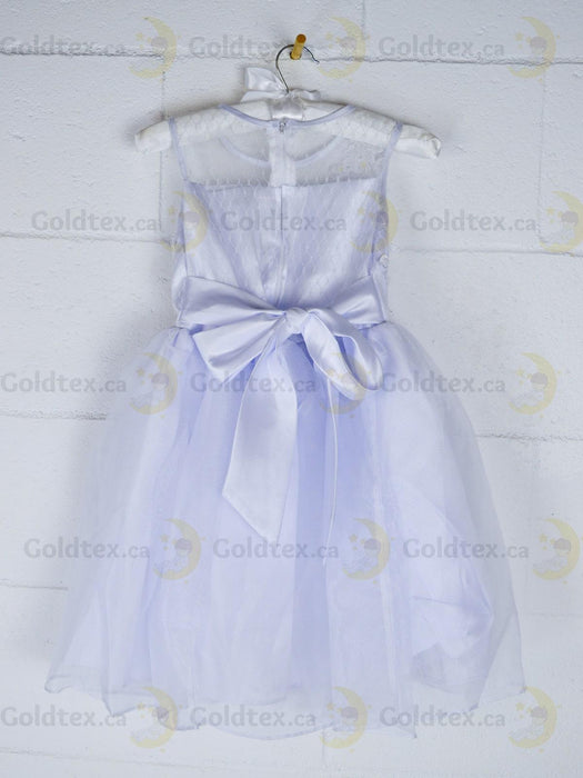 Formal Kids Wear - Elegant Flower Girl Dress with Bow - Children White Dress - (Ages 2-12)