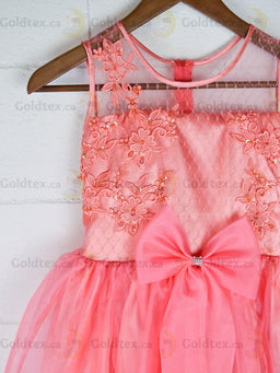 Formal Kids Wear - Elegant Flower Girl Dress with Bow - Children White Dress - (Ages 2-12)