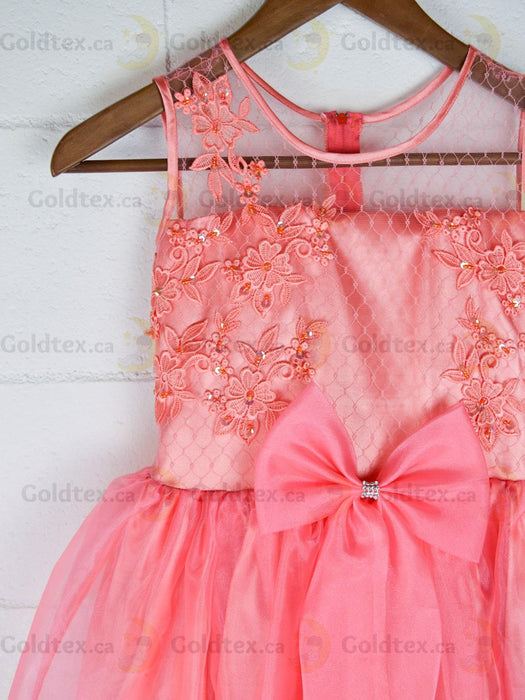 Formal Kids Wear - Elegant Flower Girl Dress with Bow - Children White Dress - (Ages 2-12)