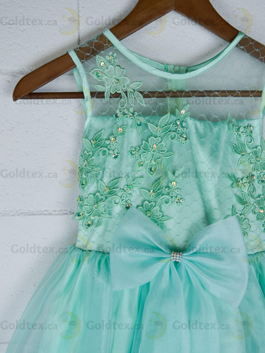 Formal Kids Wear - Elegant Flower Girl Dress with Bow - Children White Dress - (Ages 2-12)