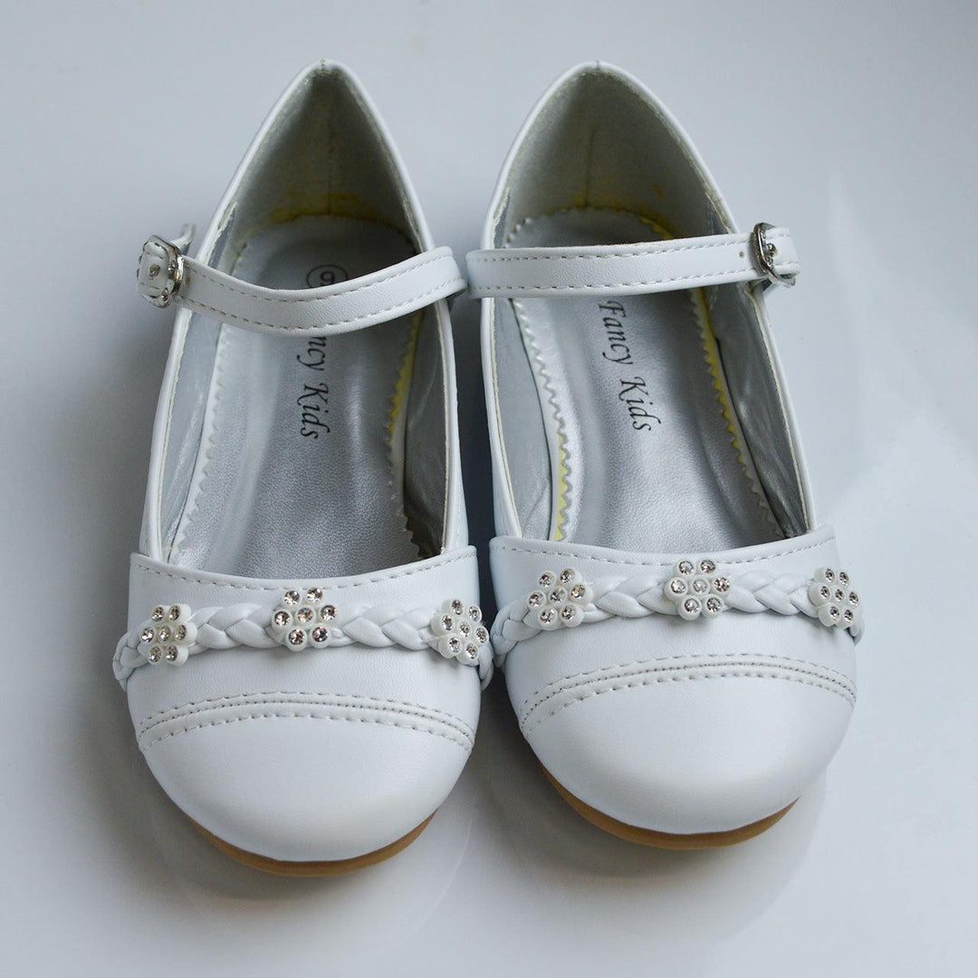 Formal Kids Wear - Elegant Mary Jane Girls Dress Shoes in Black, Ivory, Silver, and White - Baby, Toddler & Kids Sizes
