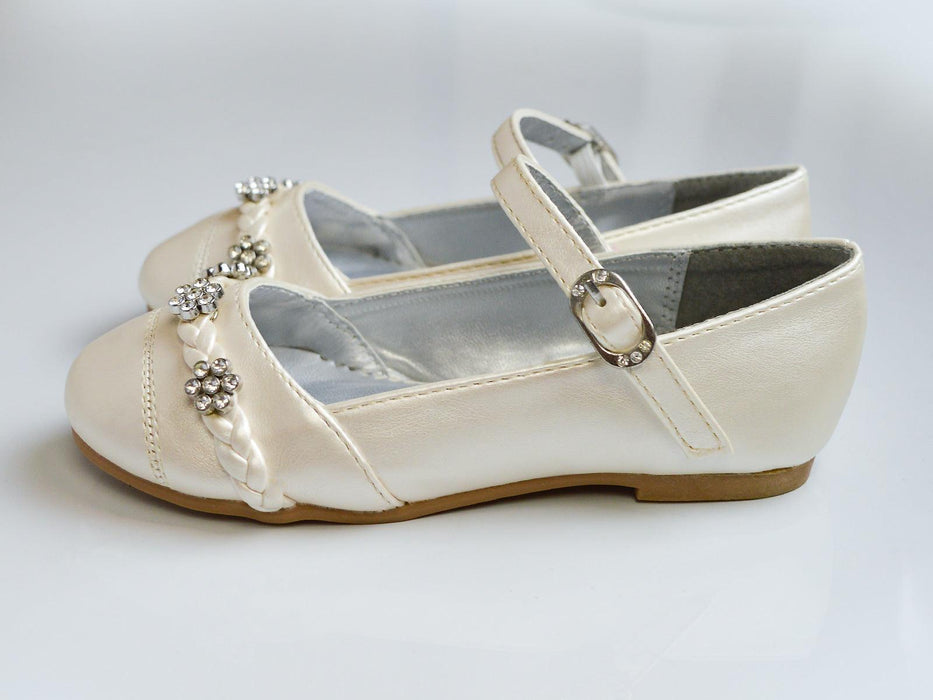 Formal Kids Wear - Elegant Mary Jane Girls Dress Shoes in Black, Ivory, Silver, and White - Baby, Toddler & Kids Sizes