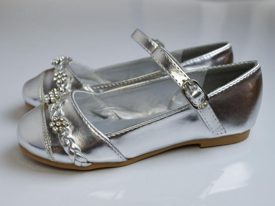 Formal Kids Wear - Elegant Mary Jane Girls Dress Shoes in Black, Ivory, Silver, and White - Baby, Toddler & Kids Sizes