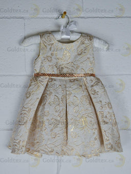 Formal Kids Wear - Formal Kids Wear Elegant Girls Brocade Dress with Floral Pattern & Rhinestone Belt - Baby to Youth Sizes
