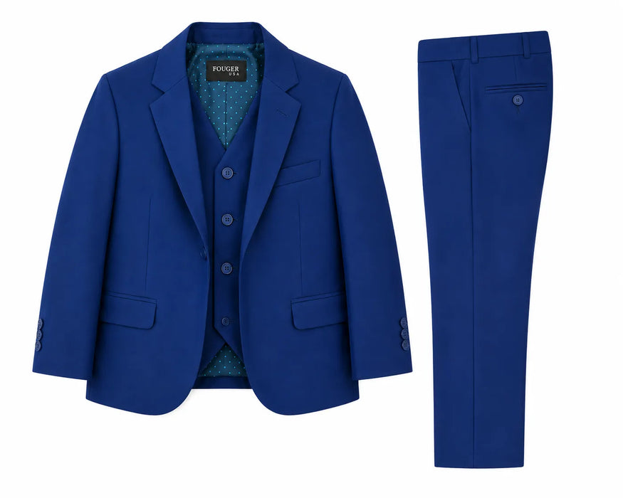 Fouger Usa® Boys 3 Piece Suit Set Sizes 1-20 – Classic Formal Suit