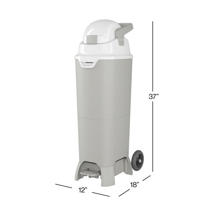 Foundations Premium Hands-Free Tall Diaper Pail with Wheels Gray