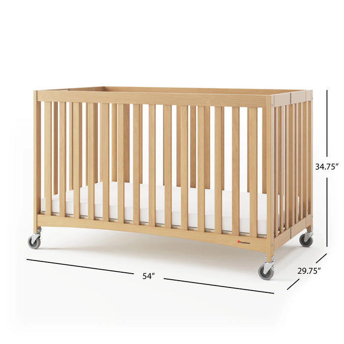 Foundations® - Travel Sleeper® Full-Size Folding Crib with Oversized Casters (Including Foam Mattress)