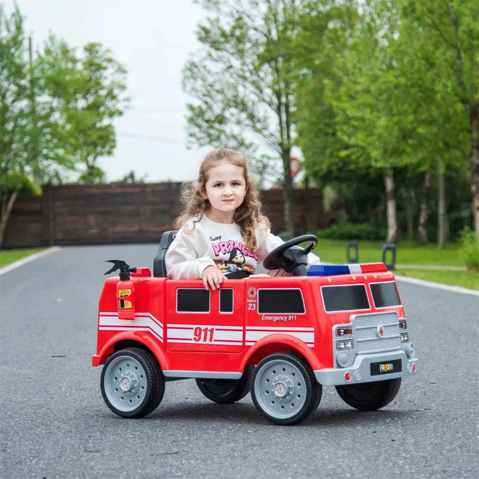 Freddo Toys - 12V Fire Truck 1-Seater Ride-On with Lights, Sounds & Parent Remote - Freddo Toys
