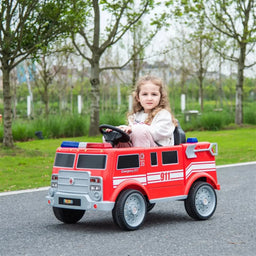 Freddo Toys - 12V Fire Truck 1-Seater Ride-On with Lights, Sounds & Parent Remote - Freddo Toys