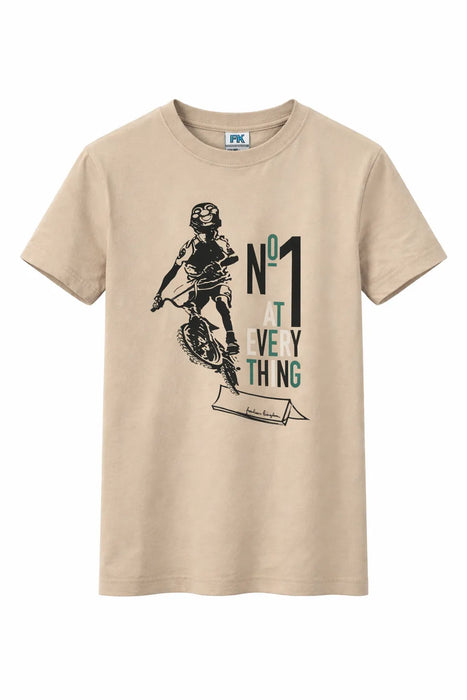 Freedom Kingdom 1st at Everything kids t-shirt with motocross graphic, shown laid flat.