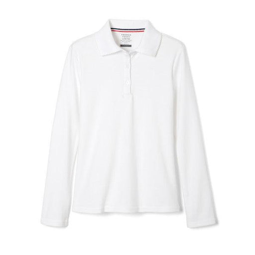 French Toast® - French Toast Girls School Uniform Long Sleeve Interlock Polo with Picot Collar - White - SA9424