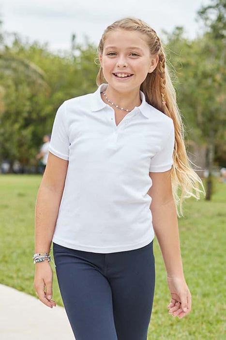 French Toast® - French Toast Girls School Uniform Short Sleeve Interlock Polo with Picot Collar - SA9423