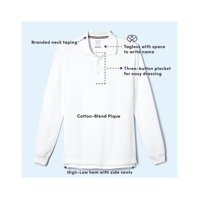 French Toast® - French Toast Unisex School Uniform Long Sleeve Young Adult Pique Polo - SA9085Y