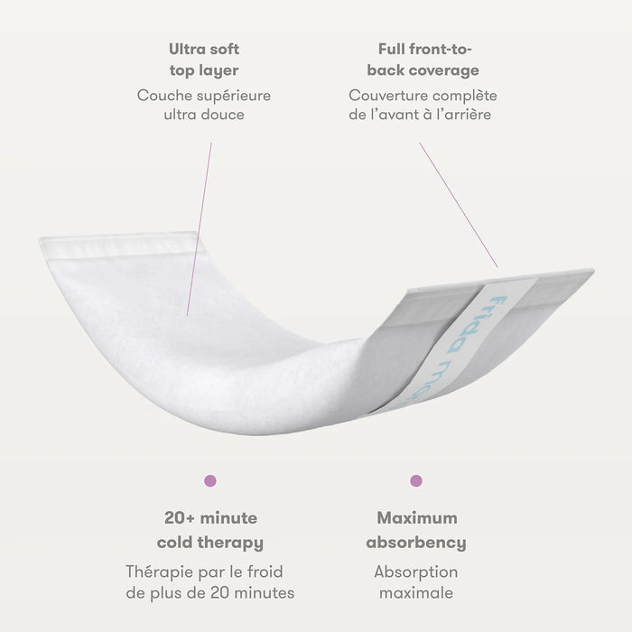 Frida Baby Instant Ice Maxi Pad product shown close up highlighting absorbency and cooling benefits.