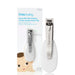 FridaBaby Easy Clip nail clipper for babies displayed in front of retail packaging.