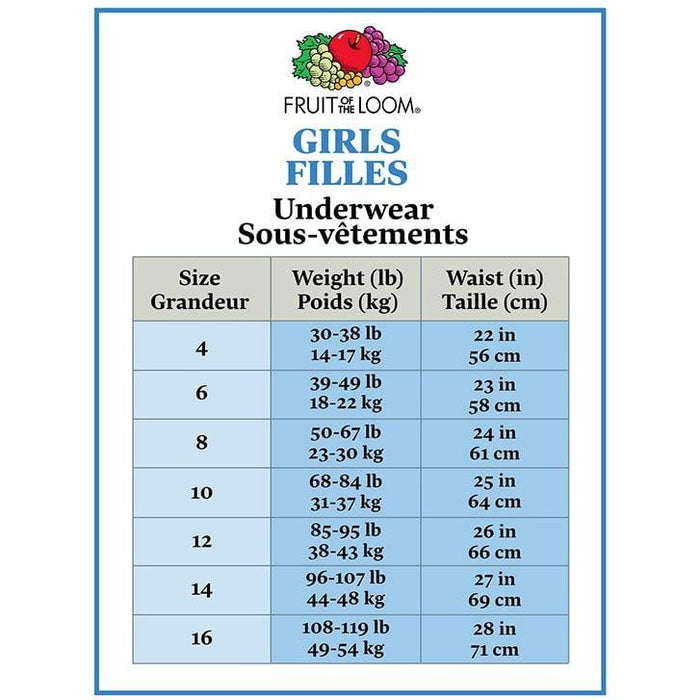 Fruit of the Loom® - Fuit of the Loom Hipster Youth Girls Underwear - 9-Pack