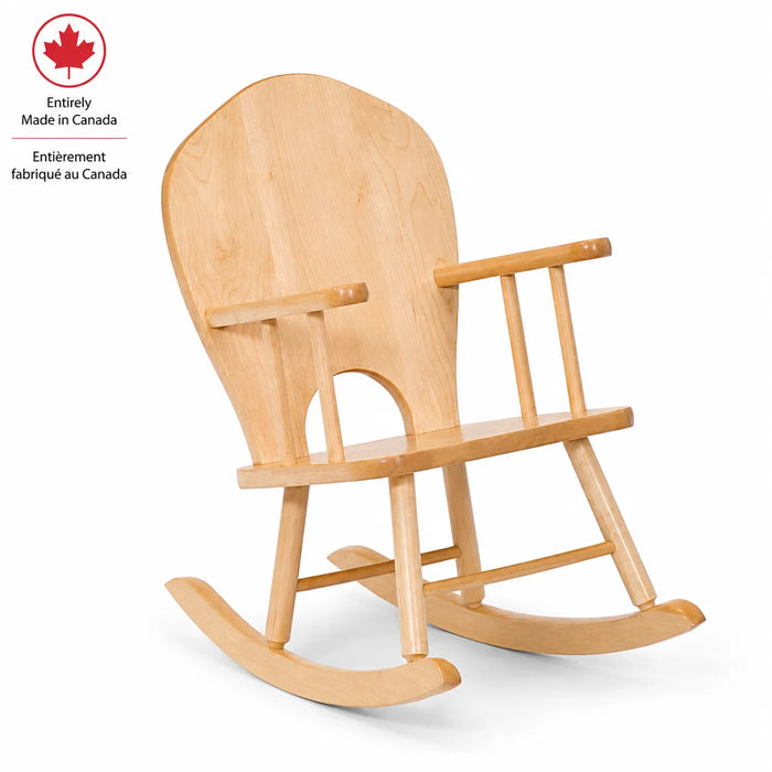 Full back solid maple wooden kids rocking chair - Made in Canada