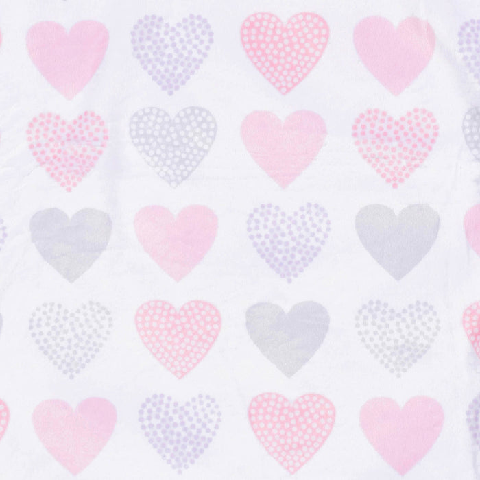 Just Born Plush Baby Blanket - Pink Hearts