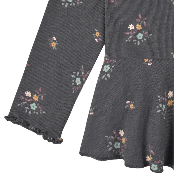 Ensemble de 2 Chandails Floraux à Taille Péplum Gerber®  pour Bébé et Fillette – Manches Longues, Tailles 12M à 5T