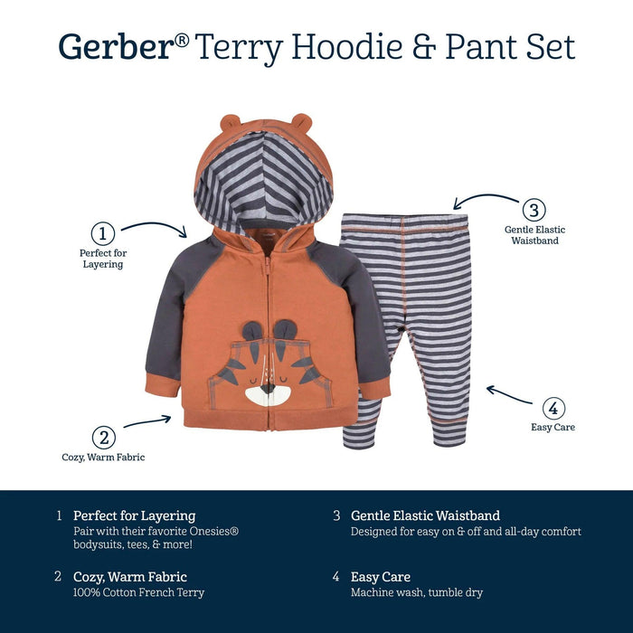 Gerber - Gerber 2-Piece Baby & Toddler Tiger Hoodie and Joggers Set (12m-5yrs)