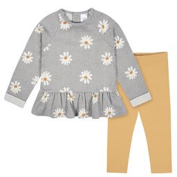 Gerber - Gerber 2-Piece Baby Girls Daisy Peplum Top & Leggings Set - Prepack