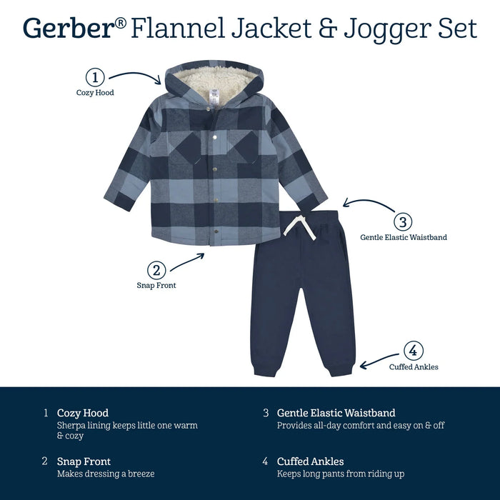 Gerber - Gerber 2pc Flannel Baby & Toddler Jacket and Jogger Pant Set - (12m-5T)