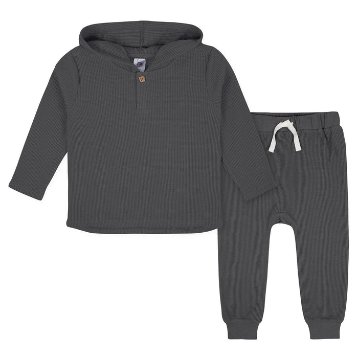 Gerber - Gerber Baby and Toddler 2 Piece Charcoal Waffle Hoodie and Jogger Pants (12m to 5T)