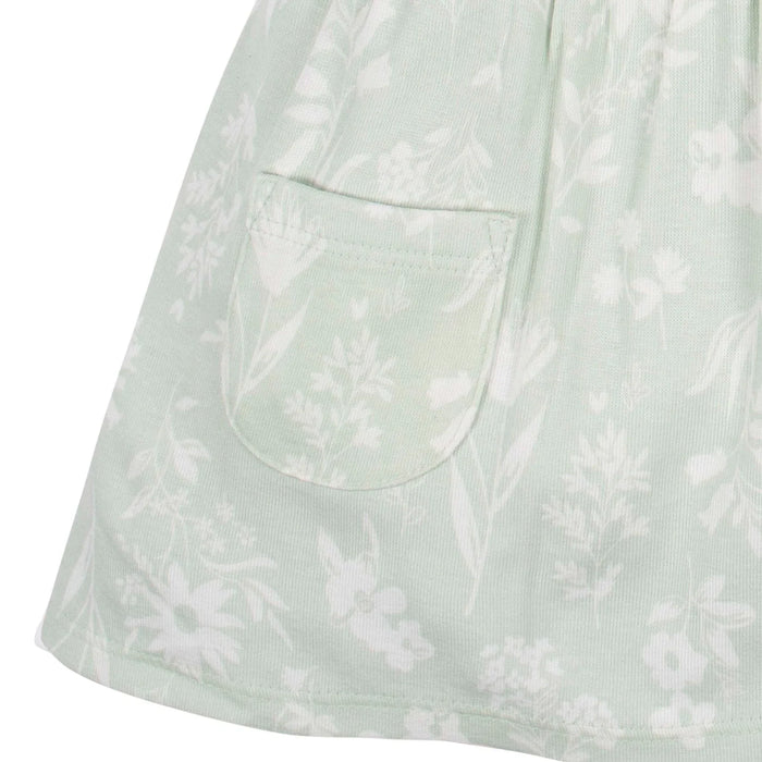Gerber - Gerber Baby Girl Cotton Dress – Floral Infant Dress with Pockets & Easy Snap Back - Sage Wildflower - 0-9m