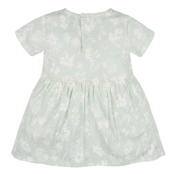 Gerber - Gerber Baby Girl Cotton Dress – Floral Infant Dress with Pockets & Easy Snap Back - Sage Wildflower - 0-9m