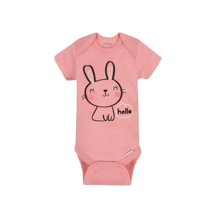 Gerber - Gerber Onesies Brand Short Sleeve Bodysuit - Coral Bunny - hello