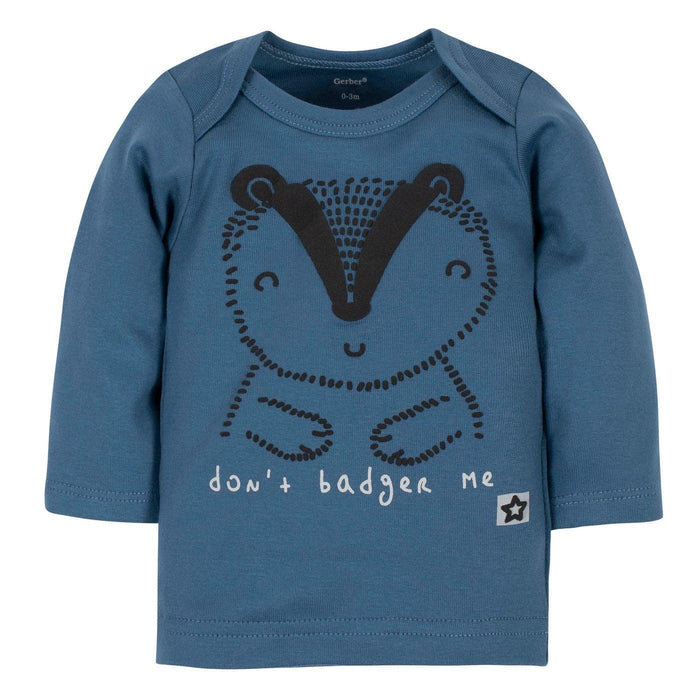 Gerber - Gerber® 3-Pack Baby Boys Badger Organic Shirt, Footed Pant and Cap Set