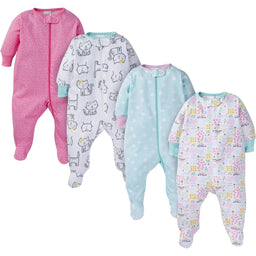 Gerber - Gerber Sleep 'N Play Baby Girl's Sleepers - 4pk