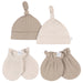 Gerber - Just Born by Gerber Baby Neutral 4-Piece Hat and Mittens - TAN