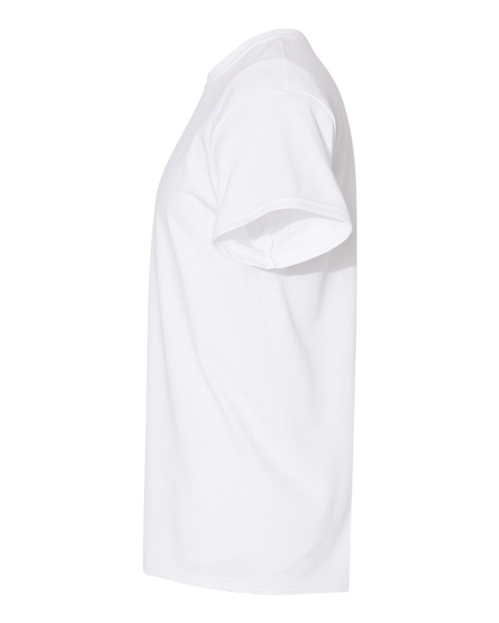 Gildan Heavy Cotton T-shirt in white shown from the side against a plain background.