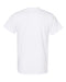 Gildan heavy cotton t-shirt in white shown from the back on a plain white background.