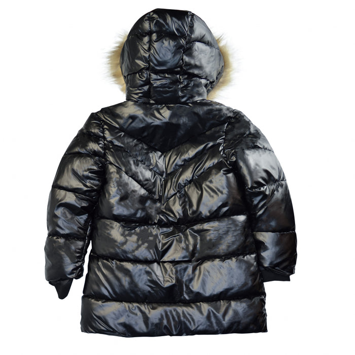 Manteau d’hiver noir lustré pour fille de Minoti – Tailles 2 à 14