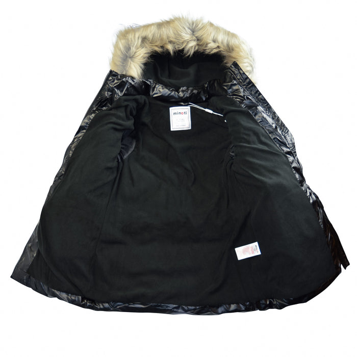 Manteau d’hiver noir lustré pour fille de Minoti – Tailles 2 à 14