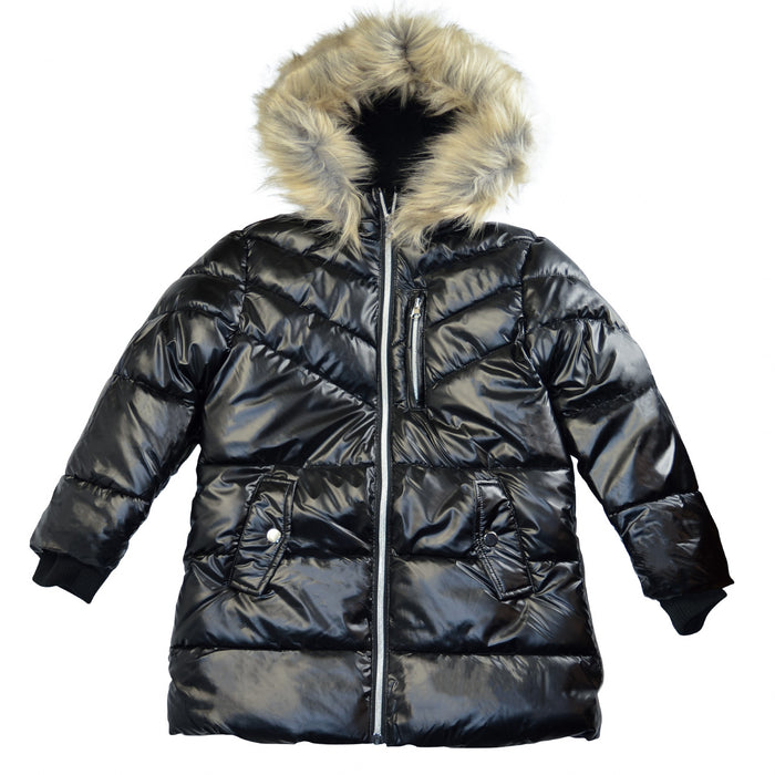 Manteau d’hiver noir lustré pour fille de Minoti – Tailles 2 à 14