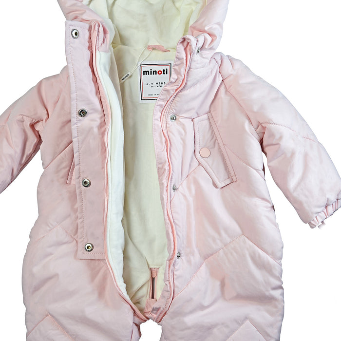 Combinaison de neige matelassée Minoti avec oreilles d'ourson, moufles et chaussons – (0–9 mois)