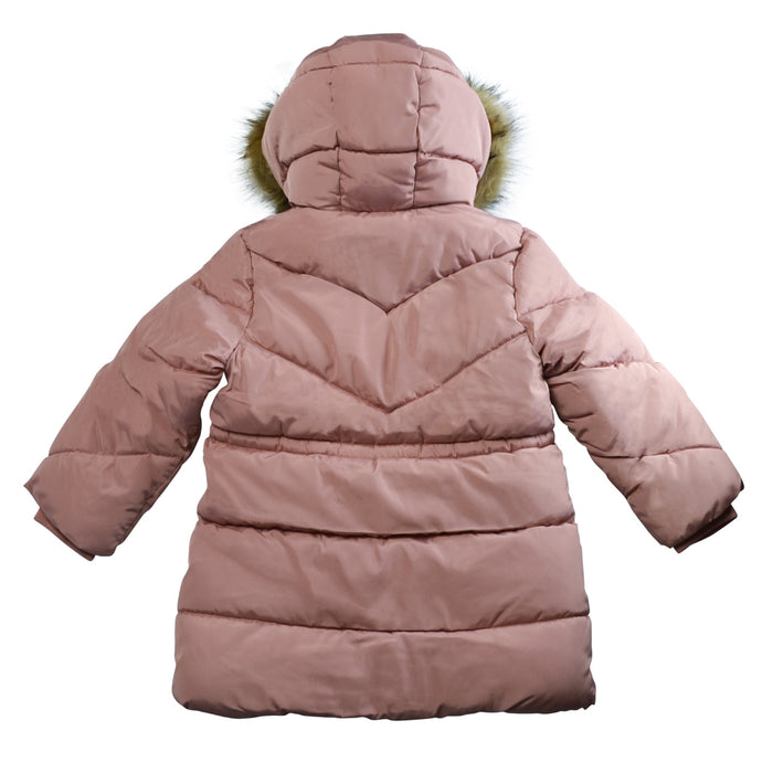 Manteau d'hiver Minoti pour fille rose mat avec doublure en sherpa - Tailles 2-8 ans