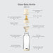BIBS glass baby bottle 240ml with latex nipple and cap parts shown separately on a grey background.