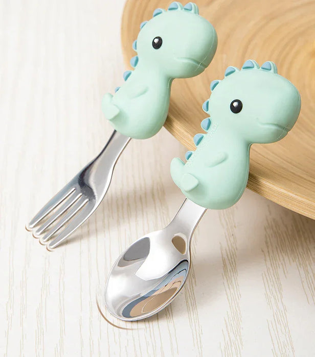 Glitter and Spice - Glitter & Spice Fork & Spoon Set | Soft Silicone Utensils for Babies & Toddlers