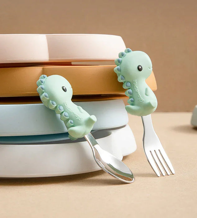 Glitter and Spice - Glitter & Spice Fork & Spoon Set | Soft Silicone Utensils for Babies & Toddlers