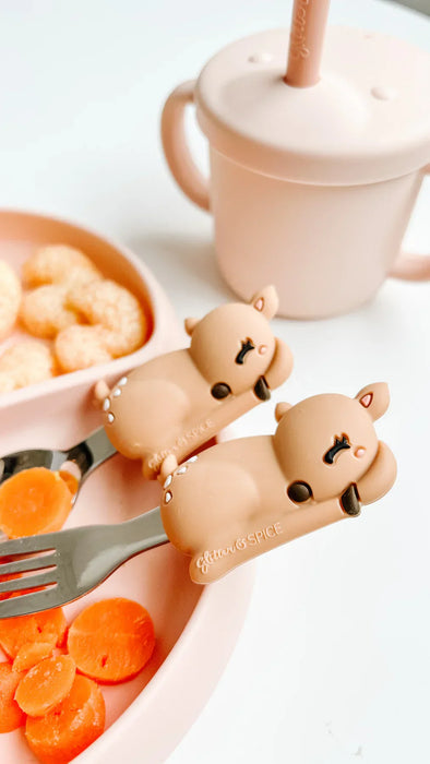 Glitter and Spice - Glitter & Spice Fork & Spoon Set | Soft Silicone Utensils for Babies & Toddlers