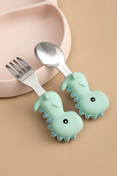 Glitter and Spice - Glitter & Spice Fork & Spoon Set | Soft Silicone Utensils for Babies & Toddlers