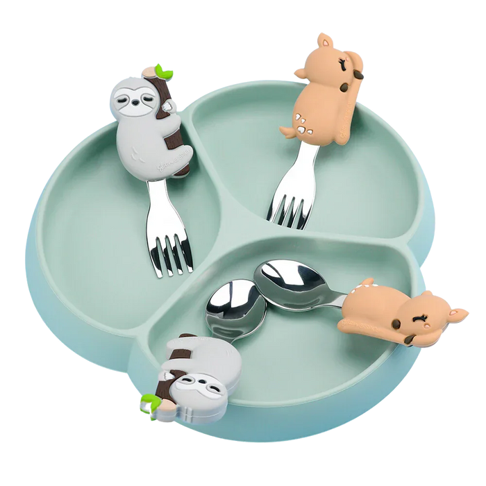 Glitter and Spice - Glitter & Spice Fork & Spoon Set | Soft Silicone Utensils for Babies & Toddlers