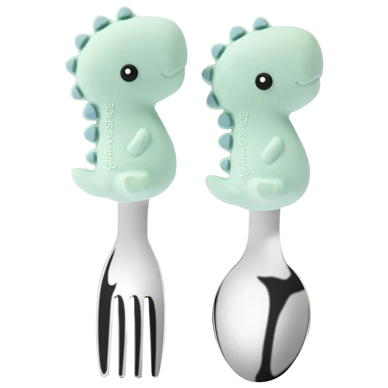 Glitter and Spice - Glitter & Spice Fork & Spoon Set | Soft Silicone Utensils for Babies & Toddlers
