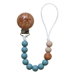 Glitter and Spice - Glitter and Spice Pacifier Clip - Steel Blue